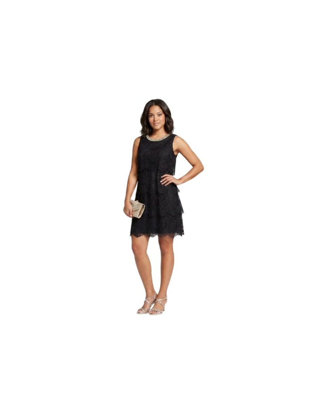 Jessica Simpson Black Lace Cocktail Dress Sz 2 Sleeveless Formal Evening